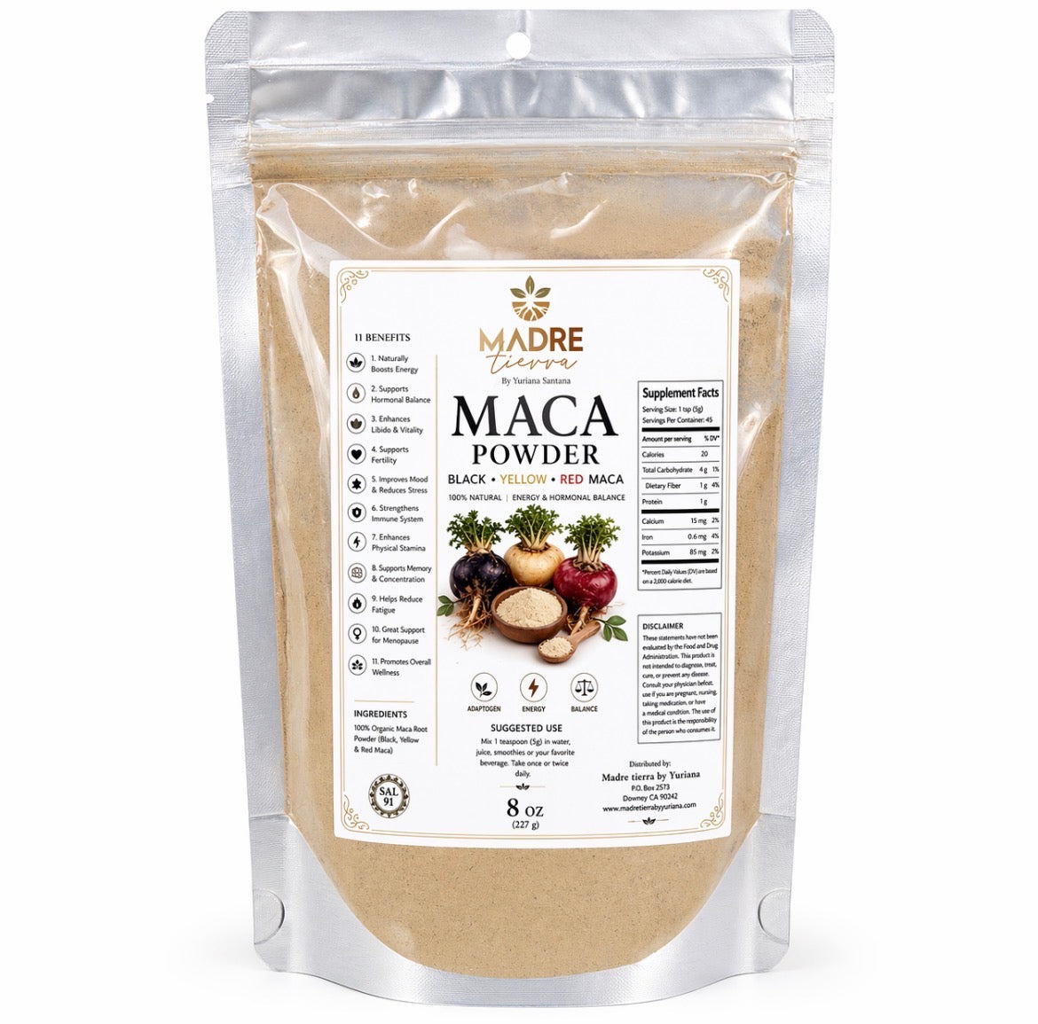ORGANIC MACA ROOT POWDER (BLACK, RED, YELLOW MACA (PERUVIAN)227gr